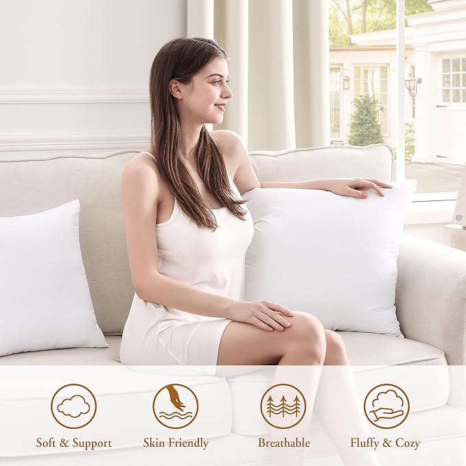 puredown® 12x20 Pillow Inserts, Pack of 4, Fluffy Soft Lumbar Pillows Filled with Plump Stuffer, Rectangle Decorative Pillows for Couch, Sofa, Bed and Home Decor
