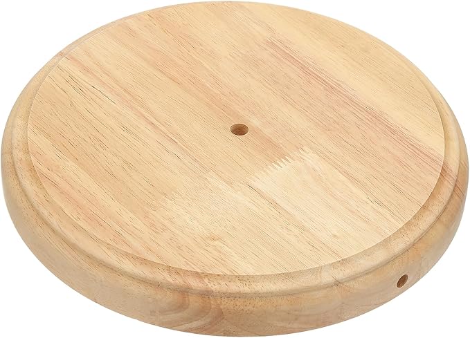 PATIKIL 10.5" x 1.3" Wooden Lamp Base, Round Solid Wooden Base Wood Desk Lamp Display Stand Replacement for Bedroom Bedside Table Lamps DIY