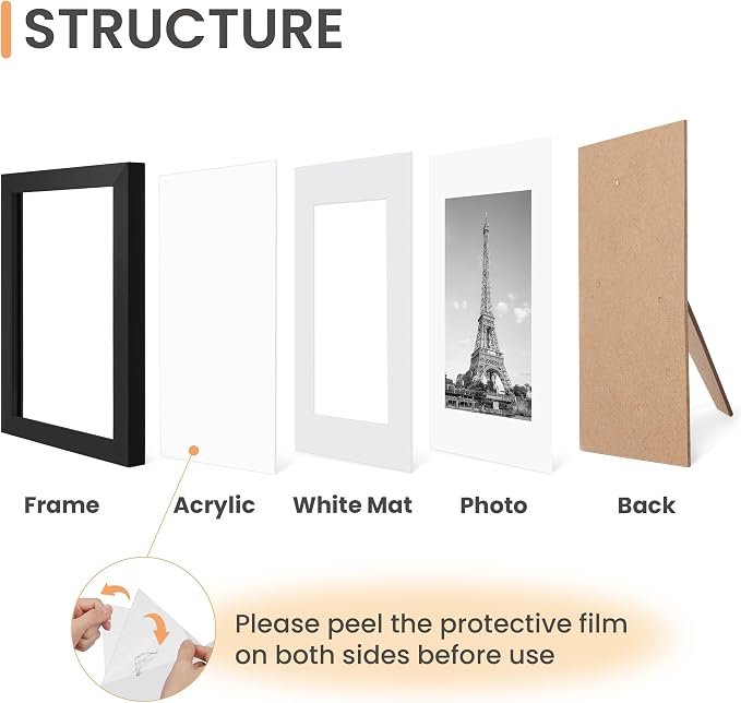 upsimples 5x7 Picture Frame, Photo Collage Wall Decor Set of 10, Black