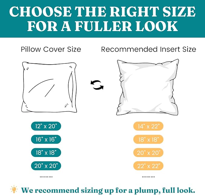 Oubonun 22x22 Throw Pillows Inserts, 2 Pack Square Decorative Pillows Inserts, Soft Fluffy Plump Pillow Sham Stuffer for Bed Couch Sofa Cushion