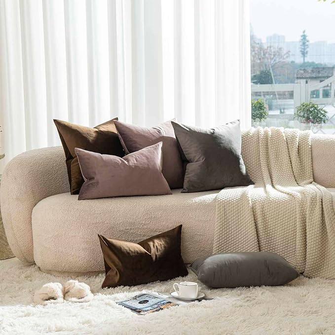 JUSPURBET 28x28 Euro Velvet Throw Pillow Covers Set of 2,Brown