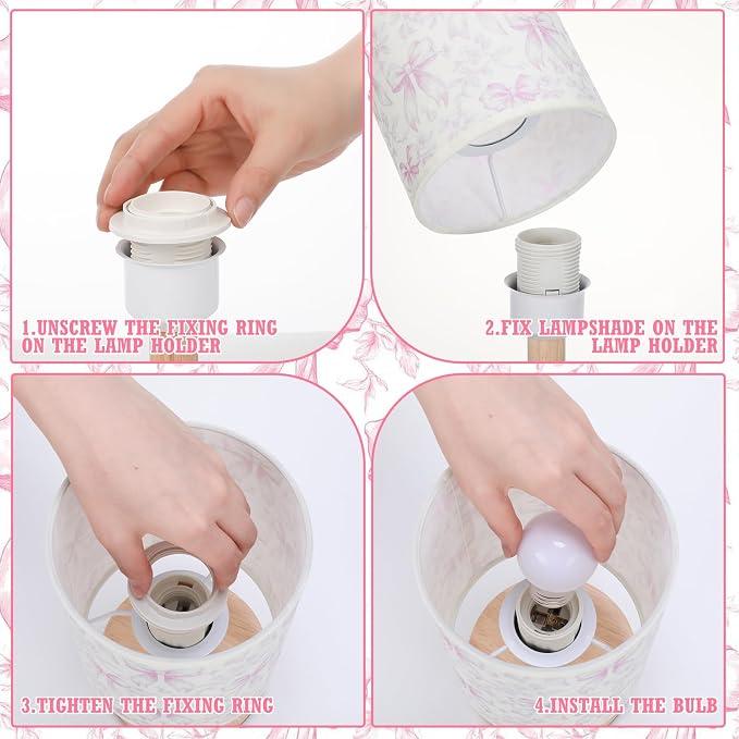 VIHOSE Floral Bow Kids Table Lamp for Bedroom Kids Lamps for Girls Room