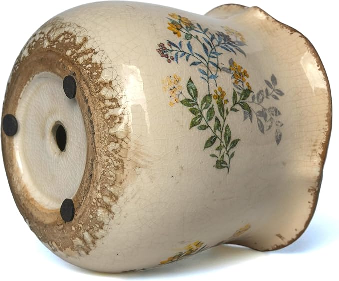 Dosayes Rustic Ceramic Pot for Plant, 6 Inch Vintage Flower Pot (Yellow)