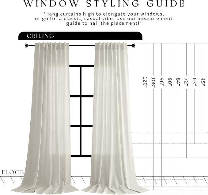 Jowels Warm Beige Linen Curtains 84 Inch Long 2 Panels for Living Room | Light Filtering Semi Sheer Curtain, Back Tab Pocket Pleated Look, Boho Farmhouse Textured Privacy Drapes for Bedroom Window
