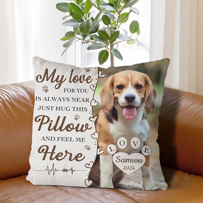 Alienc Personalized Pet Memorial Gifts for Dogs Cats, Custom Pet Memorial Throw Pillow Cover (Optional Pillow Insert), Loss of Dog Sympathy Gift