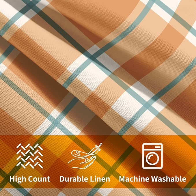 Orange Stripe Fall Throw Pillow Cover 16x16 Inch Set of 2 Hello Fall Stripes Buffalo Plaid Decorative Pillow Protector Pumpkin Autumn Thanksgiving Outdoor Cushion Case for Home Sofa Porch