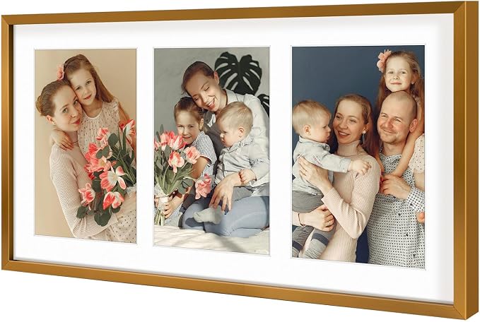 Golden State Art 8.5x16.3 Collage Frame for 3 5x7 Photos Bronze 1 Pack