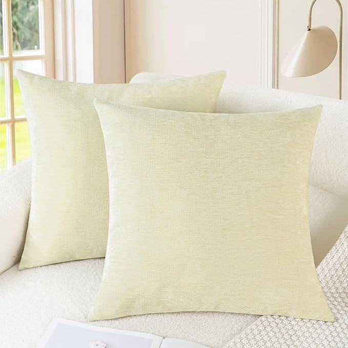 CaliTime Decorative Couch Throw Pillow Covers 24 X 24 Inches Beige