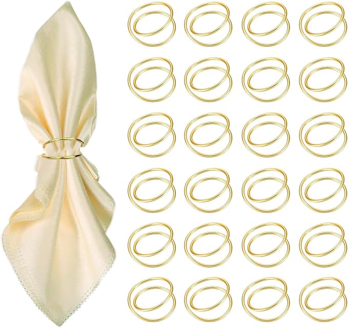 Gold Napkin Rings-24 PCS Metal Spiral Napkin Rings(Spiral) | Napkin Holders Buckles for Family Dinner, Wedding, Party,Table Decorations
