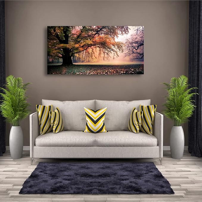 Tree of Life Wall Art Canvas Prints Natural Landscape Picture Home Decor Colorful Forest Paintings for Living Room Bedroom Bathroom Kitchen Decorations 20x40 Wooden Framed Artwork Easy Hanging