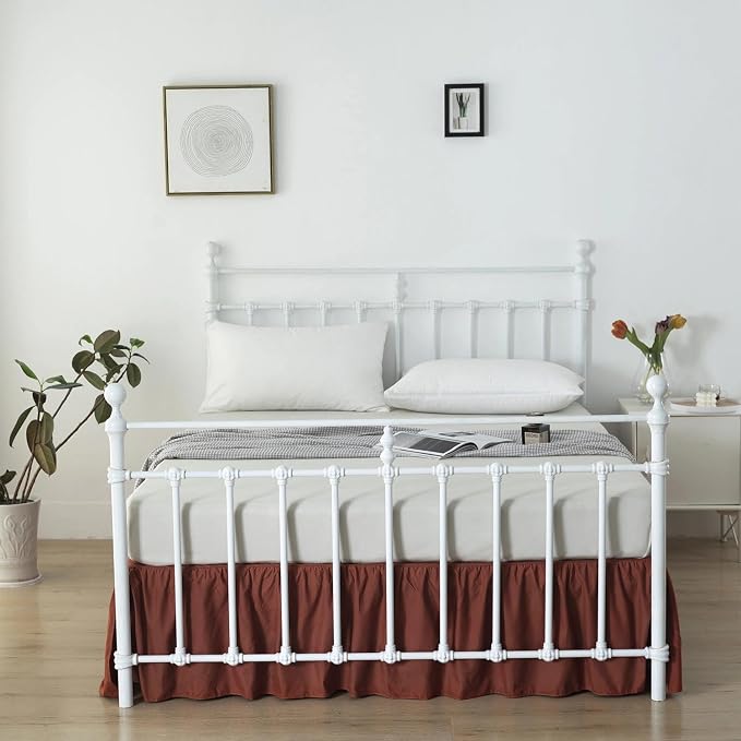 Bed Skirt Full Size Ruffled Bed Skirts with Split Corners | 18 Inch Drop Dust Ruffle Bed Skirts with Platform, 18'' Full, Rust