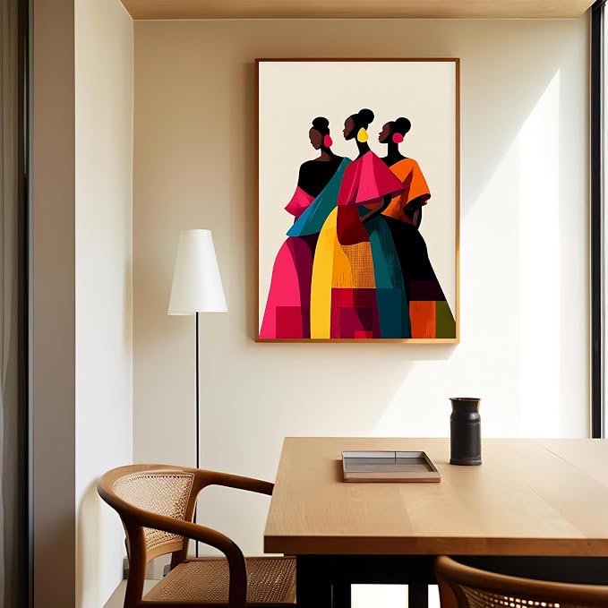 Black Woman Wall Art Colorful Abstract Women Picture 16x24 Inch Unframed | Black People Poster Boho Women Poster African American Wall Art Modern ArtWork for Dorm Living Room Bedroom Apartment Home
