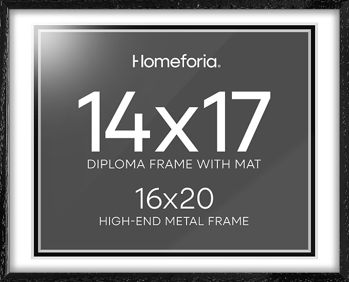 Homeforia 16x20 White Oak Diploma Frame, High-End Wood, 14x17 Mat, Glass