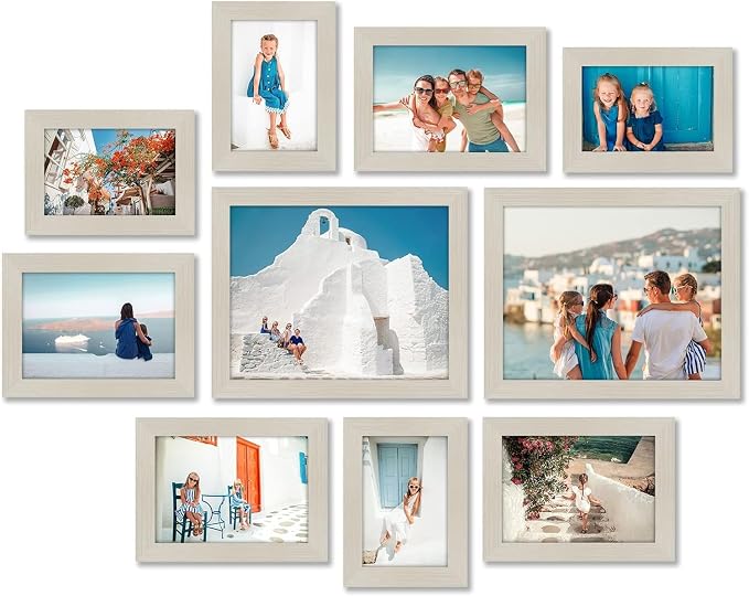 Americanflat Set of 10 Picture Frames with Shatter-Resistant Glass - Gallery Wall Frame Set with Two 8x10, Four 5x7 and Four 4x6 Frames - Signature Collection - Light Wood | Includes two 8x10, four 5x7 and four 4x6, shatter-resistant glass, hanging har...