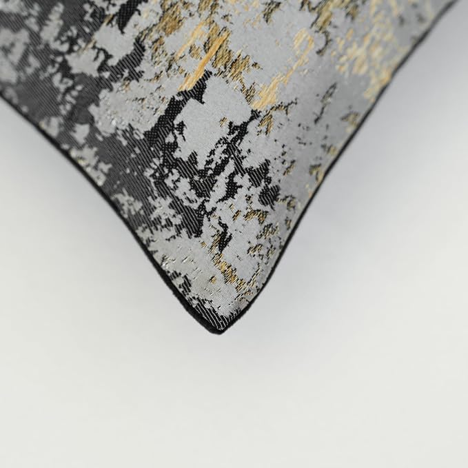 THE-TINOART Gold Splashed Industrial Modern Throw Pillow Covers 20x20, Slate Gray and Black Jacquard Woven Pillow Covers, Urban Textured Decor for Couch Sofa Bed