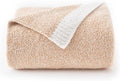 Chunky Knit Boucle Throw Blanket, Soft Washable Coastal Blanket for Bed Couch, Lightweight Cozy Oversized Feather Knit Blanket Indoor Outdoor for Sofa (Beige, Throw 50"x60")