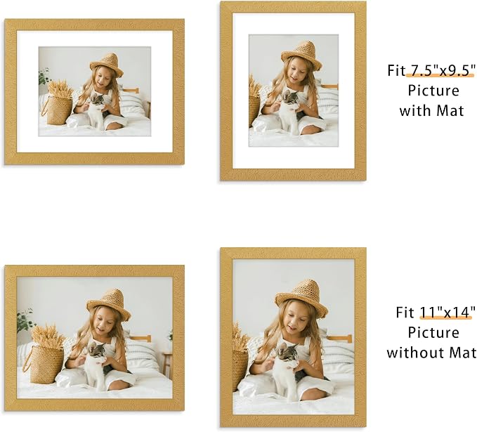 Picrit 11x14 Picture Frame Set of 12, Modern Gallery Wall Frames, Gold