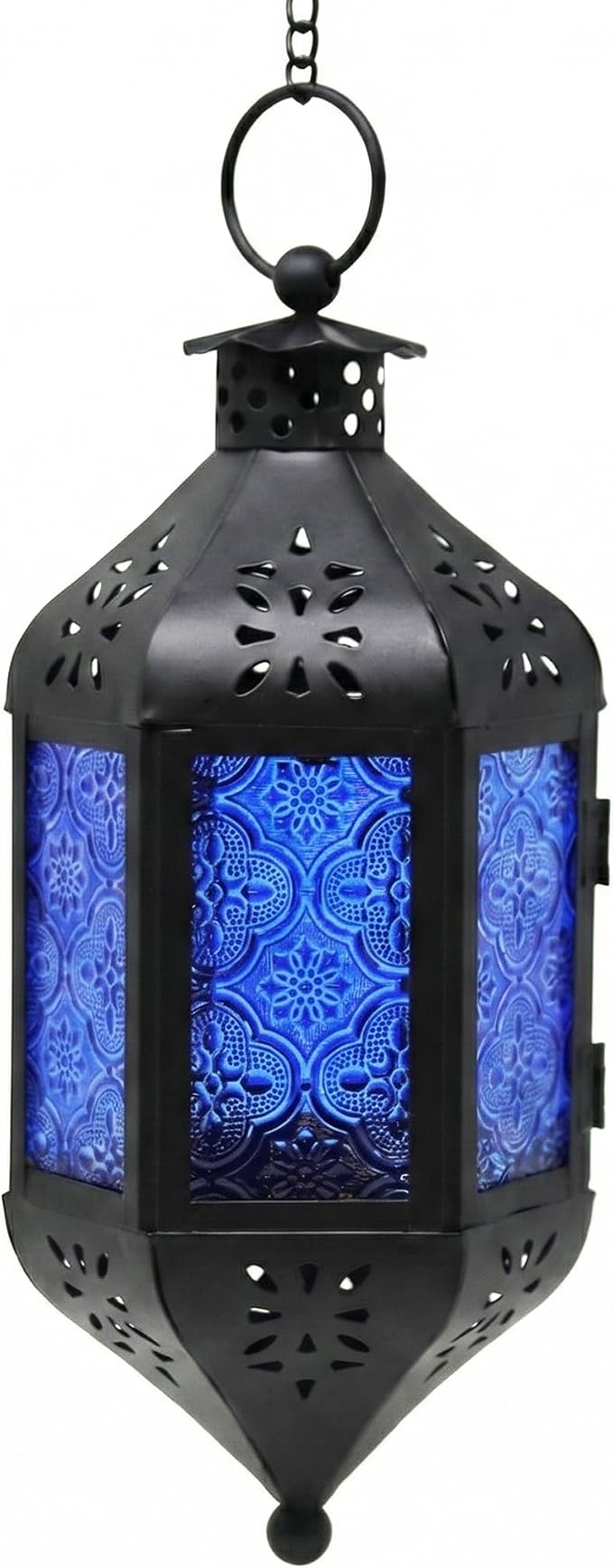 Vela Lanterns Decorative Indoor Outdoor Hanging Candle Holder, Cobalt Blue