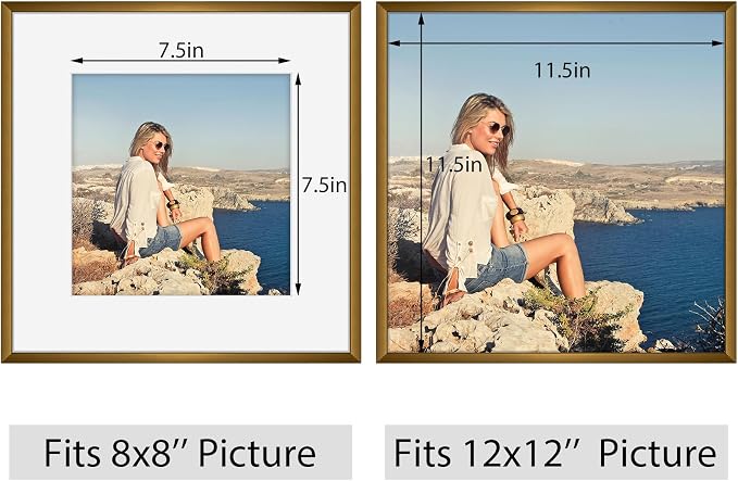 Frametory 12 Pack 12x12 Aluminum Frame with Mat for 8x8 Photo, Bronze