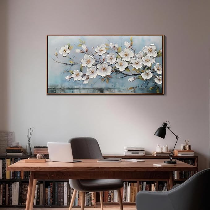 Anolyfi Framed Large Textured Canvas Wall Art for Living Room, Modern Elegant Landscape Artwork for Bedroom Hallway Dining Room Office Home Decor, 48"x24"