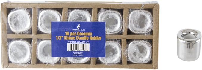 Mega Candles 10 pcs Silver Ceramic Chime Ritual Spell Candle Holders, Great for Casting Chimes, Rituals, Spells, Vigil, Witchcraft, Wiccan Supplies & More