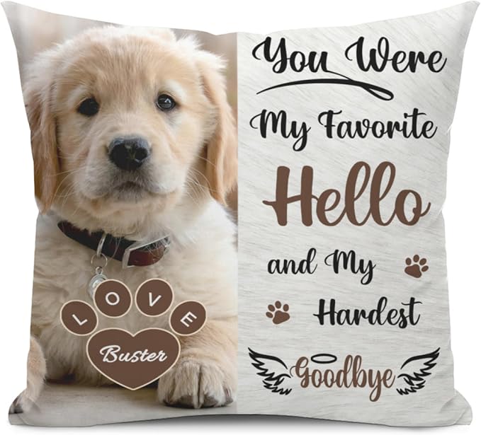 Alienc Personalized Pet Memorial Gifts for Dogs Cats, Custom Pet Memorial Throw Pillow Cover (Optional Pillow Insert), Loss of Dog Sympathy Gift