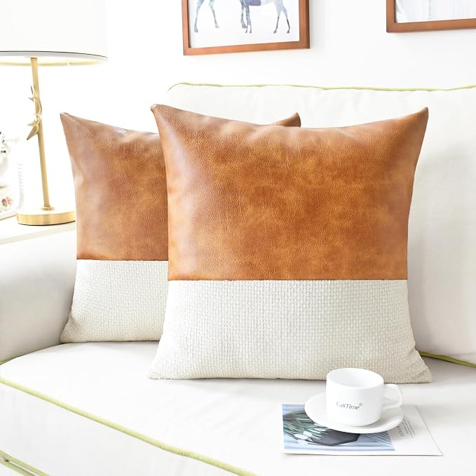 CaliTime Decorative Couch Throw Pillow Covers 20 X 20 Inches Ivory