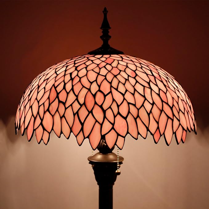 WERFACTORY Tiffany Floor Lamp 64 Inch Stained Glass Standing Reading Light