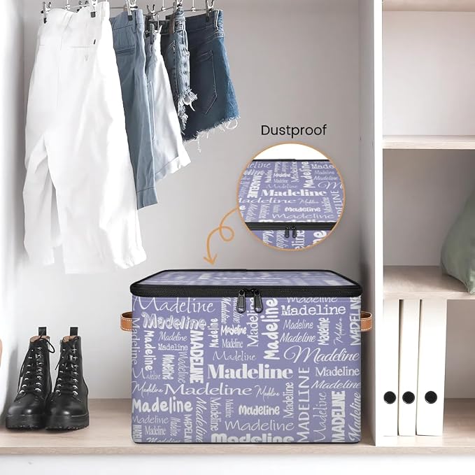 Custom Name Storage Basket, Personalized Keepsake Box, Haze Purple