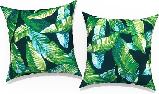 Outdoor Throw Pillow Covers 16x16 Inch, Square Patio Pillow Cases Pack of 2, Modern Decorative Back Cushion Covers for Patio Furniture Garden Couch Farmhouse, Hanalei Lagoon
