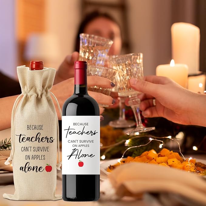 FBCCZEY Funny Teacher Gifts for Women Valentines Day Wine Bag Wine Labels