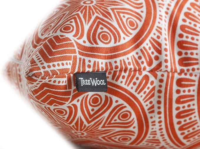 TreeWool Mandala Accent Throw Pillow Covers 16x16 Set of 2 (Orange) | Decorative Throw Pillowcases for Sofa & Couch; 100% Cotton Accent Covers Ideal for Spring & Summer Stylish Home Decor