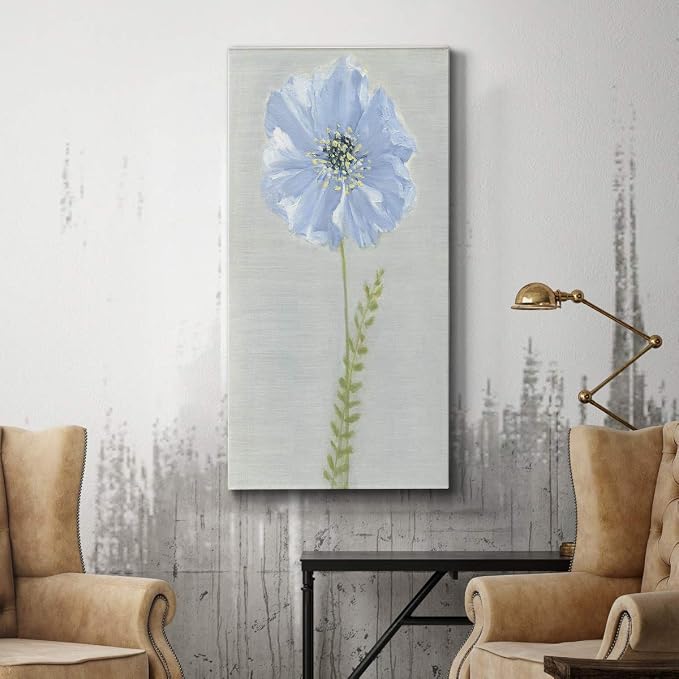 Renditions Gallery Canvas Floral Wall Art Modern Paintings & Prints Decor Premium Jardin Bleu Abstract Glam Romantic Botanical Wall Hanging for Bedroom Office Kitchen - 12"x24" LT43