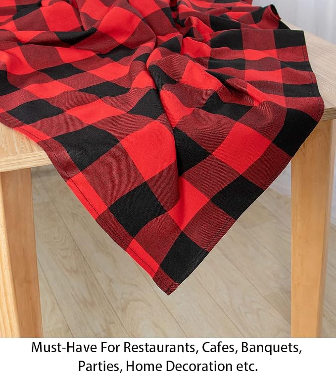 ShinyBeauty Checked Tablecloth Rectangle 54x80-Inch Red and Black Buffalo Plaid Tablecloths Washable Cotton Table Cover Gingham Tablecloth for Dining Rustic Lattice Table Cloth Farmhouse Linen