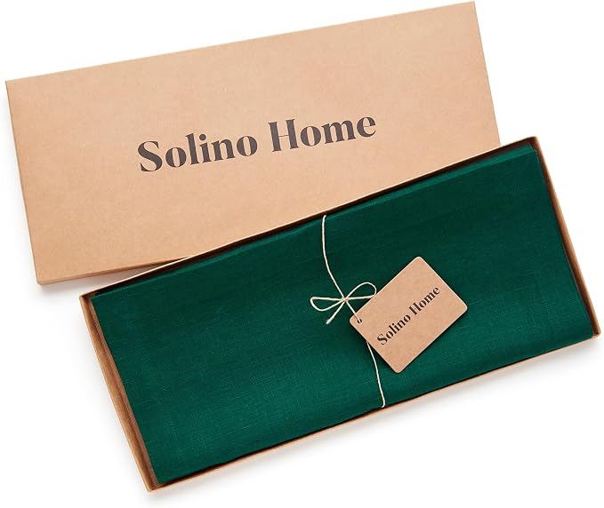Solino Home 100% Pure Linen Table Runner Rainforest Woven, Fete 14 x 60 in | brings a tailored look to family meals and hosting, European flax fibres, effortlessly elegant, soft, OEKO-TEX Certified