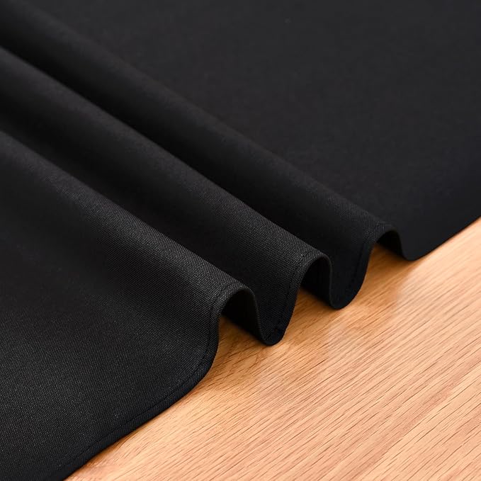 Faux Linen Table Runner Water Resistant 13 x 90 in, Black | Farmhouse Rustic Table Runners, Coffee Table Runner, Dresser Runners for Bedroom, Living Room, Kitchen, Dining, Party
