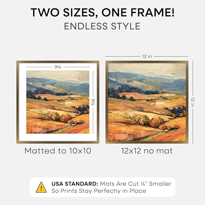 Homeforia 12x12 Bronze Picture Frame, High-End Metal, 10x10 Mat, Glass