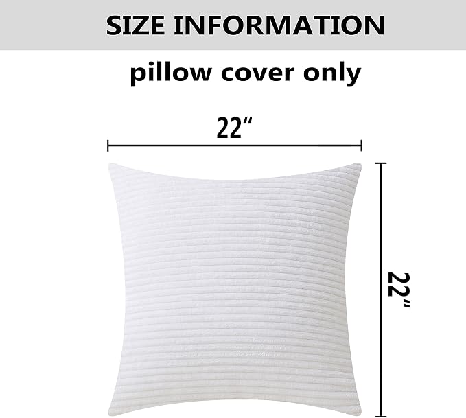 Home Brilliant Set of 2 Decorative Pillow Covers Sofa Cushion Covers Accent Pillows for Couch, 55x55 cm, 22 x 22 Inch, Creamy White