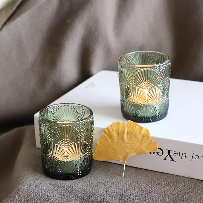 Woho 24pcs Green Votive Candle Holder, Tealight Candle Holder for Christmas