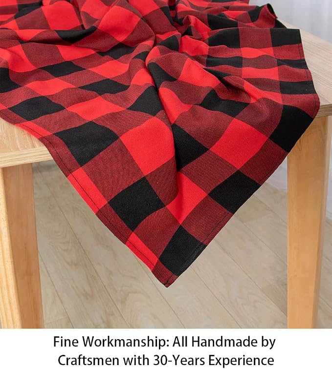 ShinyBeauty Checked Square Tablecloth 54x54-Inch Red and Black Buffalo Plaid Tablecloth Washable Cotton Table Cover Gingham Tablecloth for Dining Room Table Linen Christmas