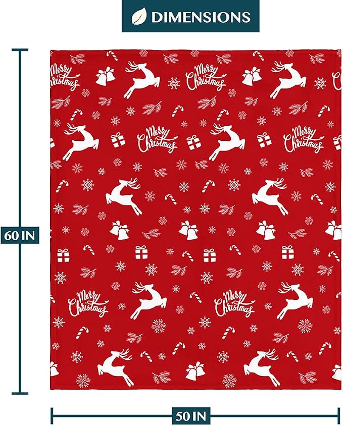 PAVILIA Christmas Throw Blanket | Holiday Christmas Reindeer Snowflakes Fleece Blanket | Soft, Plush, Warm Winter Cabin Throw, 50x60 (Red Reindeer)
