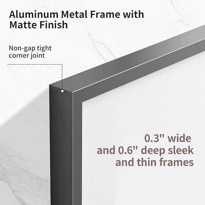 Fun Memories 8x8 Aluminum Picture Frame, Premium Square Photo Frames with Mat for 4x4 or Without Mat for 8 x 8, Simple and Elegant Decor for Wall Mounting, Grey, 1 Pack