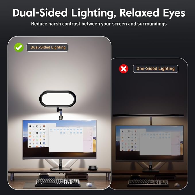 LitONES Premium LED Desk Lamp, Dual-Sided Soft Lighting with Knob Remote