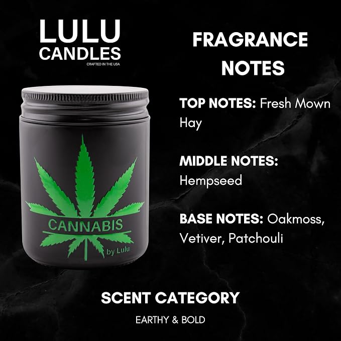 Lulu Candles Cannabis Scented Soy Jar Candle, 8 Oz. Mason Jar | Luxury, Hand Poured in The USA, Highly Scented & Long Lasting