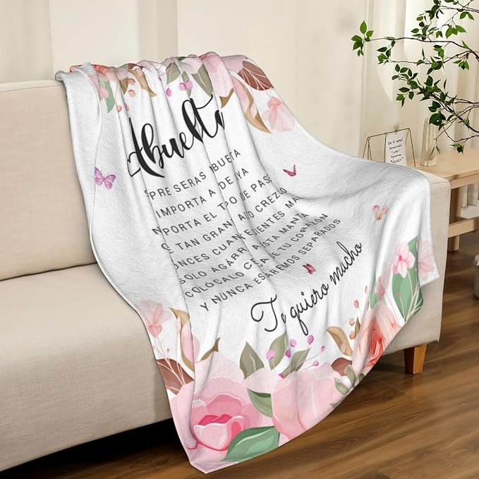 Abuela Gifts in Spanish, Abuelita Gifts, Regalos para Abuela en Español, Birthday Gifts for Abuela, Abuelita Gifts from Grandchildren, Gifts for Grandma Spanish Throw Blanket 60" x 50"