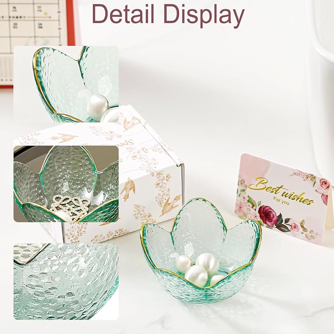 Binoster Friendship Gifts For Women Jewelry Dish Glass Ring Dish Jewelry Tray Cute Vanity Organizer Room Decor Jewellery Tray Trinket Dish Cute Bedroom Decor Christmas House Warming Gifts for women