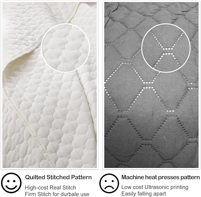 HORIMOTE HOME Cream Quilt King Size, Lightweight Quilt for Summer Ultra-Soft Microfiber Modern Style Quilted Clouds Pattern Bedspread Quit Set 3 Pieces (1 Quilt and 2 Pillow Shams)
