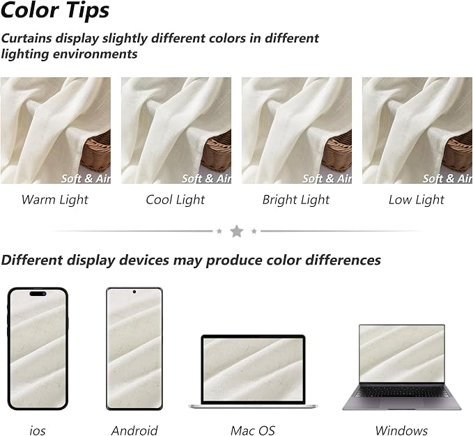 Extra Wide Linen Curtains 84 Inches Long for Living Room Natural Cream Semi Sheer Curtain 2 Panels Rod Pocket Light Filtering Window Drapes for Bedroom Sliding Glass Door Beige Ivory 100x84