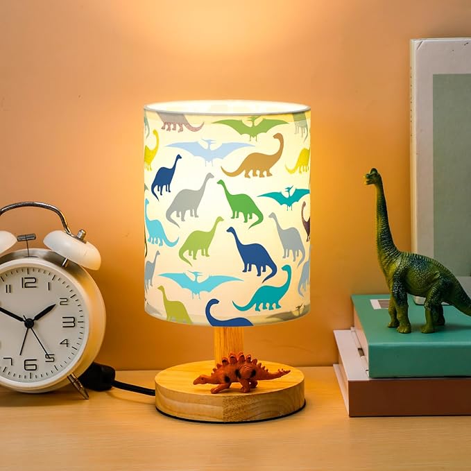 VIHOSE Forest Dinosaur Kids Table Lamp for Bedroom Kids Lamps for Girls Room