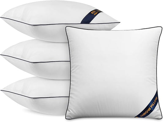 Utopia Bedding 12x12 Throw Pillow Inserts, Decorative Pillows, Pack of 4 | Piping Throw Pillows, Plush & Supportive, Aesthetic Cushion Sham Stuffer for Sofa, Office, Couch & Bed, Set of 4, White